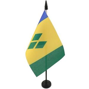 Sint Vincentius Tafelvlag 15x10 cm - Vicentian Desk Vlag 15 x 10 cm - Zwarte plastic stok en voet - AZ FLAG