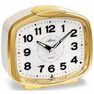 Atlanta Luide klokwekker met nachtlampje, duurzame verlichting, lichtsensor, kwartswekker zonder tikken, 2155/9 goud/beige