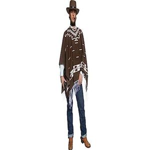 Authentieke western collectie omstreeks roofkostuum met poncho vest met hemdtrap en halsdoek, groot Medium bruin
