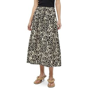 Minus Dames Lizia Midi rok 4, zandgrijze print, 8, Print zandgrijs, 34