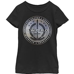 Marvel T-shirt voor meisjes, 3d Sword Logo, zwart, XL