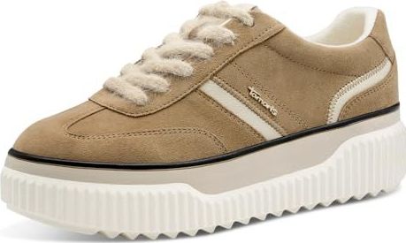 Tamaris - Platte Veterschoenen - Camel - Dames