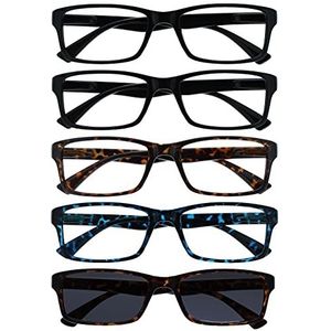 Leesbril Zwart Bruin Blauw Lezers Met Bruin Zon Lezer Waarde 5 Stuks Mannen Vrouwen RRRRS92-11232 +2,00