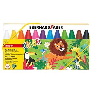 Eberhard Faber 524010 - Colori waskrijt in 12 kleuren, driekantig, watervast waskrijt met zachte, intensieve kleurstreken, krijtjes voor creatief schilderplezier