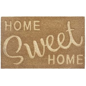 Hanse Home Kokosdeurmat, voor binnen en buiten, 45 x 75 cm, kokosmat, vuilvangmat, Home Sweet Home design, antislip, voor entree en overdekte buitenruimtes, naturel