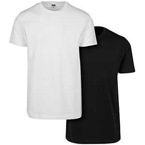 Urban Classics Basic Tee T-shirt voor heren, verpakking van 2 stuks, zwart/wit, XXL