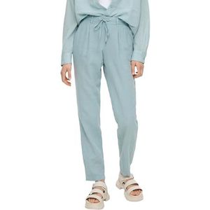 QS dames broek lang linnen mix, Turquoise 6103, 40W x 30L