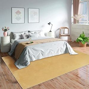 Mia´s Teppiche Olivia tapijt, woonkamer, goud, 160x230 cm, modern, zacht, effen, pluizig, laagpolig (19 mm) anti-slip, 100% polyester