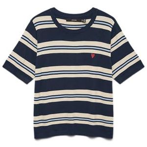 VERO MODA - VMCARMELIA - Gebreide Trui - Crème - Navy - Lichtblauw