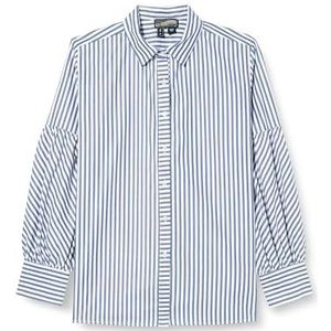 TILDEN Dames blouse met lange mouwen 37331007, wit blauw, S, wit, blauw, S