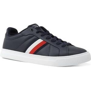 Veterschoenen - Donkerblauw/Wit/Rood - Gewatteerde Schaprand - Vetersluiting
