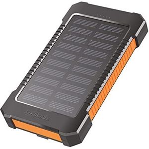 LogiLink Powerbank op zonne-energie, 6000 mAh, met zaklamp en 2 x USB-A-laadpoorten, IP44 beschermingsklasse