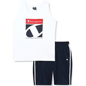 Champion Legacy Graphic Shop S/L T-shirt & lange shorts, (wit/marineblauw), 5-6 jaar kinderen en jongens