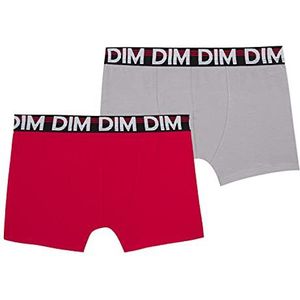 Dim Ecodim Klassieke boxershorts van katoen, stretch, zacht, voor jongens, 2 stuks, klaproen/grijs, 10 Jaar