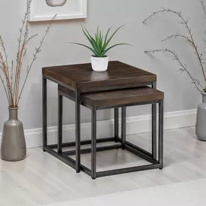 vidaXL Bijzettafel met opbergruimte - Zwart eiken - Bewerkt hout - 40x40x40 cm | Leen Bakker