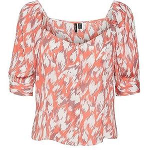 VERO MODA Damesblouse, Georgia Peach/Aop: mette, S