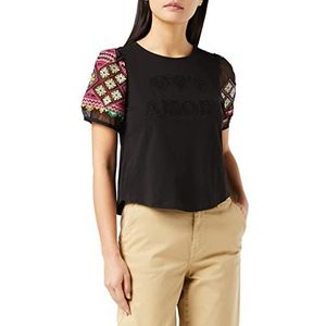 Desigual TS_Amore XXX T-shirt voor dames, Zwart, XS