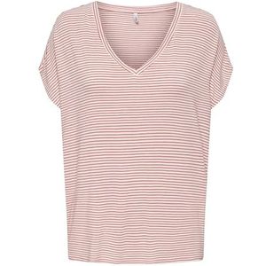 ONLTINE S/S V-hals TOP JRS, Rose of Sharon/Stripes: cloud Dancer, S