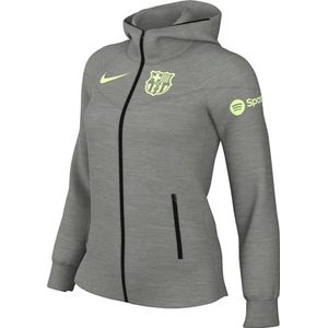 Nike Fc Barcelona Top FCB W NSW Tch FLC Wr Fz HDY, Dk Grey Heather/Barely Volt, FN8443-065, XL