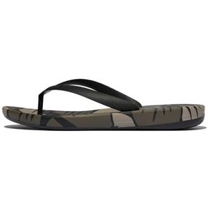 Fitflop Ergonomische slippers met bladprint voor heren, Zwart, 41 EU
