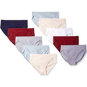 Amazon Essentials Women's Katoenen hoge onderbroek met pijpen (verkrijgbaar in grote maten), Pack of 10, Coole kleuren/Warme tinten, L