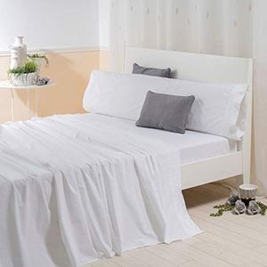Sancarlos Jareta laken, geborduurd, voor 105 cm brede bedden, wit