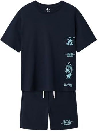 Name It - Hirlan Henlo Set - Navy - Korte Broeken - Regular Fit - Shirt en Joggingshort