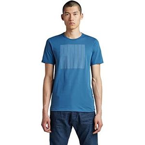 G-STAR RAW Heren Typography Raw Slim T-shirt, blauw (Retro Blauw 336-937), L