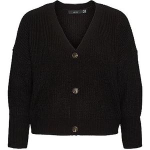 VERO MODA CURVE VMLEA LS V-hals manchet Cardigan NOOS Curve gebreide jas, zwart, S-42/44, zwart, S Grote maten