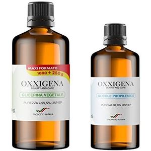 Oxxigena - Neutrale basisset van 1,5 liter, met pure vloeibare plantaardige glycerine ≥ 99,5% (1 L) + zuivere vloeibare propyleenglycol (500 ml), 70 VG / 30 PG, 100% Made in Italy