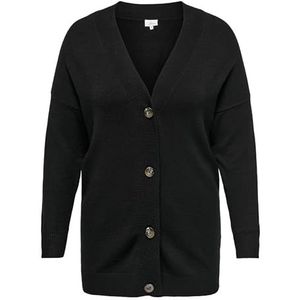 ONLY CARMAKOMA Dames Caresly Ls Button Cardigan KNT Noos gebreide jas, zwart, 42/44