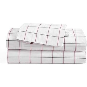 Tommy Hilfiger - Lakenset, beddengoed van katoen percal met bijpassende kussenslopen, fris en cool, premium kwaliteit Home Essentials (Glasgow vensterpaneel, blauw, volledig)