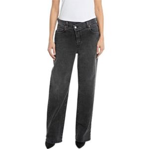 Replay Zelmaa Rose Label Damesjeans met wijde pijpen, 097, donkergrijs, 28W x 28L