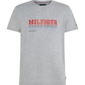 Tommy Hilfiger Heren Fade Hilfiger Tee S/S T-shirts, grijs, S, lichtgrijs Hei, S