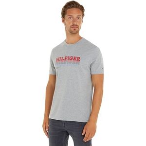 Tommy Hilfiger Heren Fade Hilfiger Tee S/S T-shirts, grijs, S, lichtgrijs Hei, S