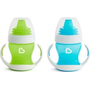 Munchkin Gentle Transition Baby Drinkbeker, Tuitbekers met Handgrepen & Deksels, BPA-Vrije Antilek Beker, Vaatwasserbestendig, Lekvrije Siliconen Kinderbeker voor 4+ Maanden 118ml, 2 Stuks