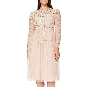 Frock and Frill Dames Gala Long Sleeve Embellished Midi cocktailjurk