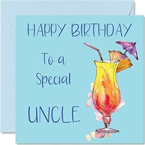 Cocktailverjaardagskaarten voor mannen - speciale oom - gelukkige verjaardagskaart van neef nichtje 145 mm x 145 mm wenskaarten, drinken 18e 21e 30e 40e 50e verjaardagskaarten