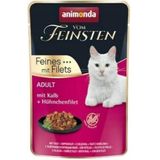 animonda Vom Feinsten Kattenvoer voor volwassenen, nat voer voor volwassen katten, fijn met filets, met kalf + kipfilet, 18 x 85 g