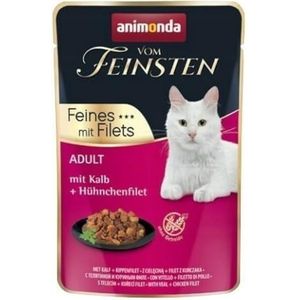 animonda Vom Feinsten Kattenvoer voor volwassenen, nat voer voor volwassen katten, fijn met filets, met kalf + kipfilet, 18 x 85 g