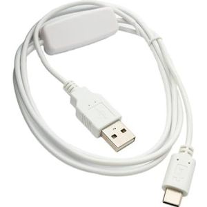 System-S USB 3.1 kabel 120 cm type C stekker naar 2.0 A stekker schakelaar adapter in wit
