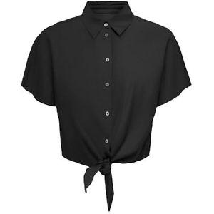 Onljakiri Linen S/S Knoop Shirt Ptm, zwart, XL