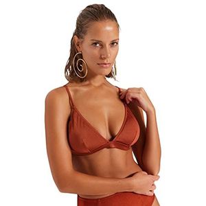 Trendyol Dames driehoek gebreide bikinitop, Bruin, 38