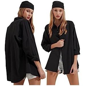 Mt Clothes Oversize overhemd - zwart, maat 40, Zwart, 38