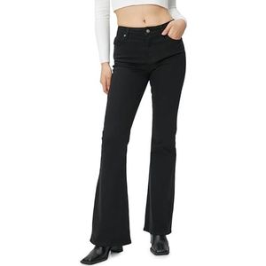 Koton Dames Pocket Detail Katoen Slim Fit Medium Rise Flare Leg Broek Shorts, 999 (zwart), 42