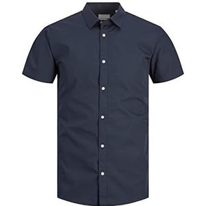 JACK & JONES Jjjoe Ss Plain Shirt voor heren, navy blazer, L