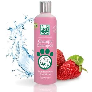 MENFORSAN Shampoo met Conditioner voor Honden | Gemakkelijk te Borstelen | Aardbei | Helpt de Vacht Ontwarren | Diepe Vochtigheid | 300 ml