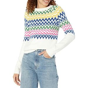 Amazon Essentials Dames Soft-Touch Crewneck Novelty Trui, Witte Winter Fairisle, Large