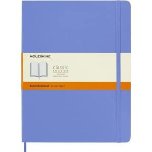 Moleskine - Classic Notebook, Ruled Notebook, Soft Cover and Elastic Closure, Size X-Large 19 x 25 cm, Colour Hydrangea Blue, 192 Pages