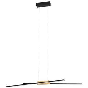 EGLO LED hanglamp Panagria, pendellamp eettafel minimalistisch, lamp hangend voor woonkamer en eetkamer, FSC100HB, eettafellamp van metaal, hout en kunststof in zwart, bruin en wit, warm wit